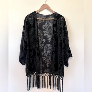 Express Black Velvet Damask Kimono